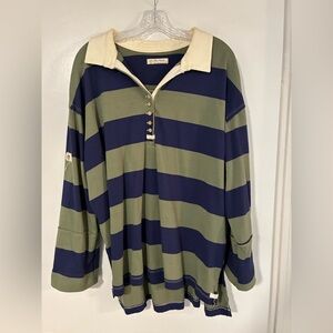 We The Free Green and Blue Striped Long Sleeve Top